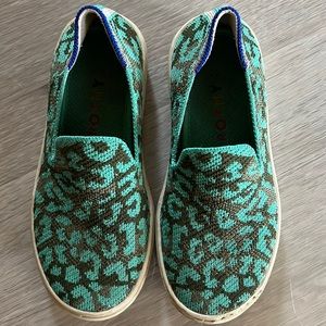 Rothy’s Aqua Leopard unisex sneaker